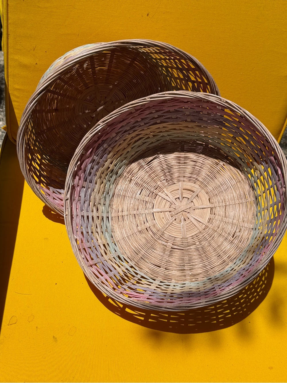 Woven Multi-Color Round Rattan Basket - Home Accents